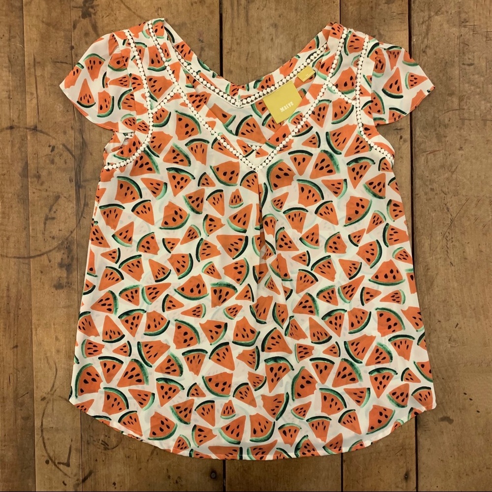 Anthropologie Maeve Watermelons Everywhere Blouse